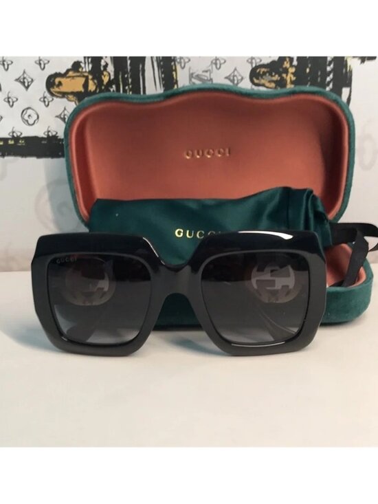 New ✨ Authentic Gucci GG1022S 001 Black Oversized Square Sunglasses ✨ main image 6